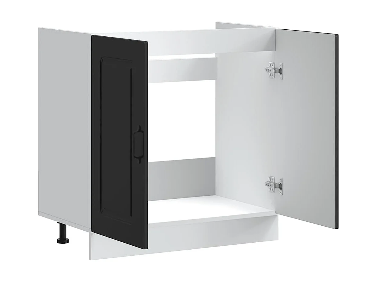 Kalmar zwarte wastafelkast 80x46x81,5 cm bewerkt hout