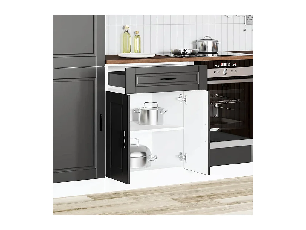 Mobile da cucina in legno ingegnerizzato nero Porto