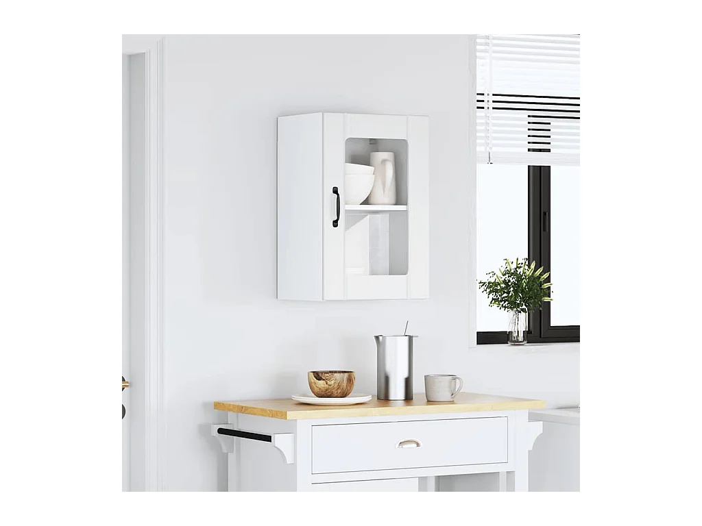 Pensile da cucina bianco con anta in vetro