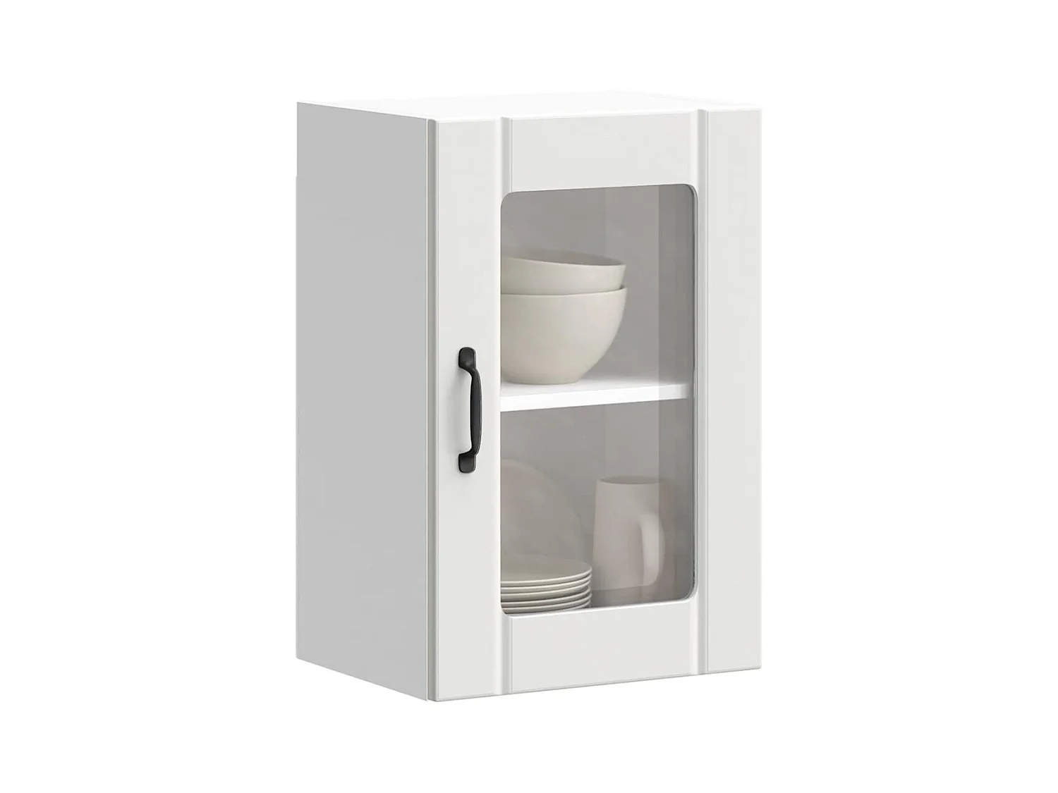 Witte keukenwandkast met glazen deur