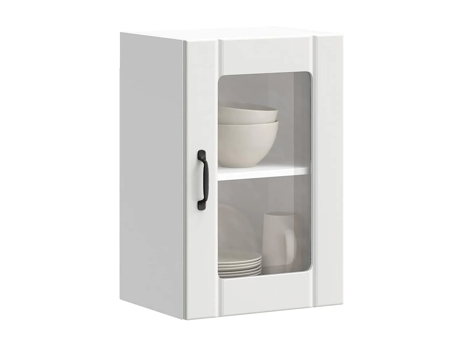 Mueble de cocina de pared blanco con puerta de cristal