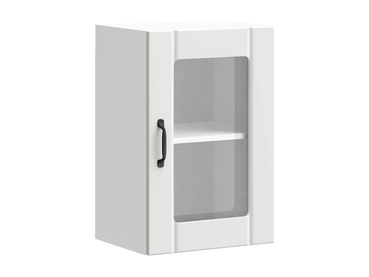 Mueble de cocina de pared blanco con puerta de cristal