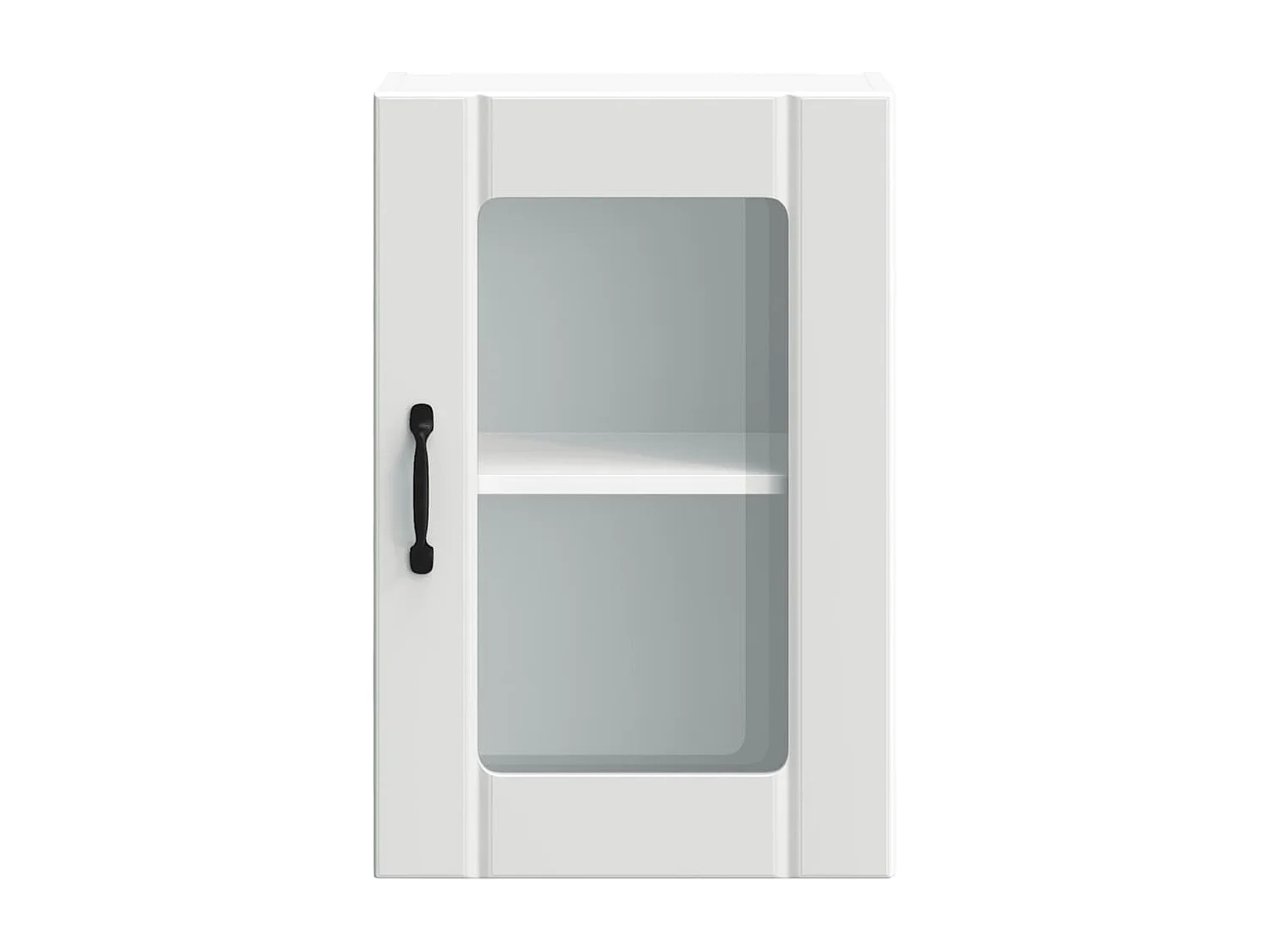 Mueble de cocina de pared blanco con puerta de cristal