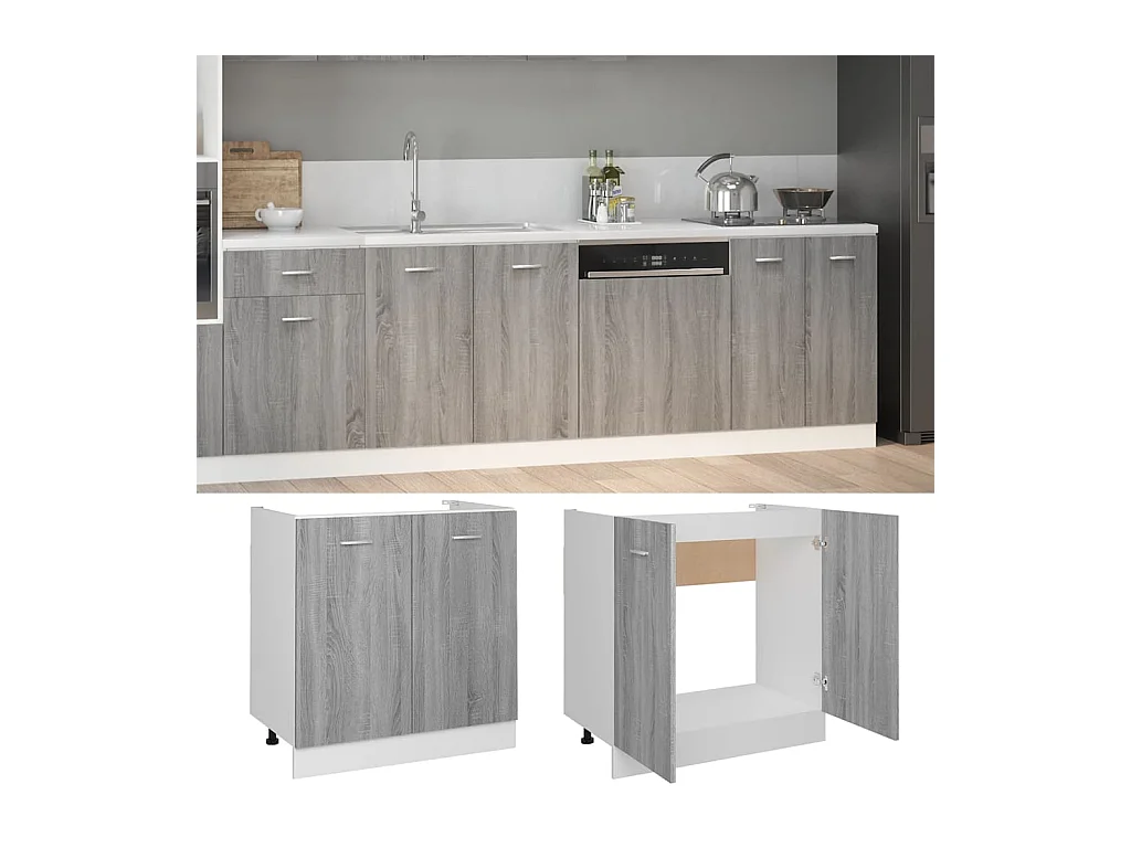 Armoire de plancher d'évier Sonoma gris 80x46x81,5 cm