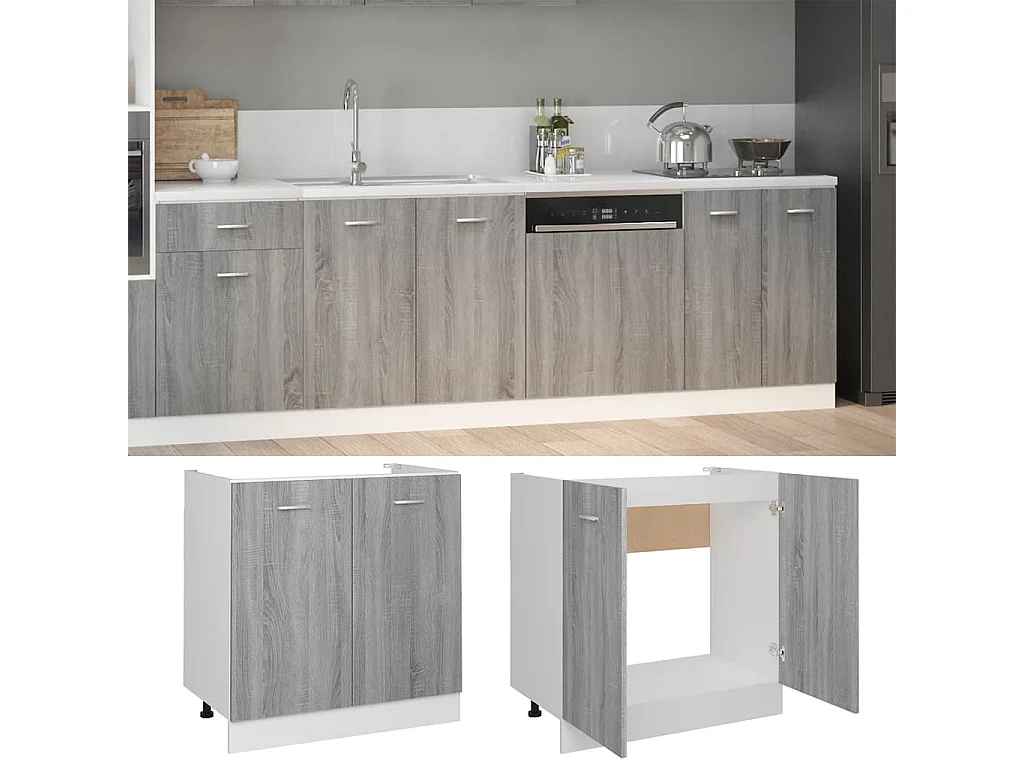 Armoire de plancher d'évier Sonoma gris 80x46x81,5 cm