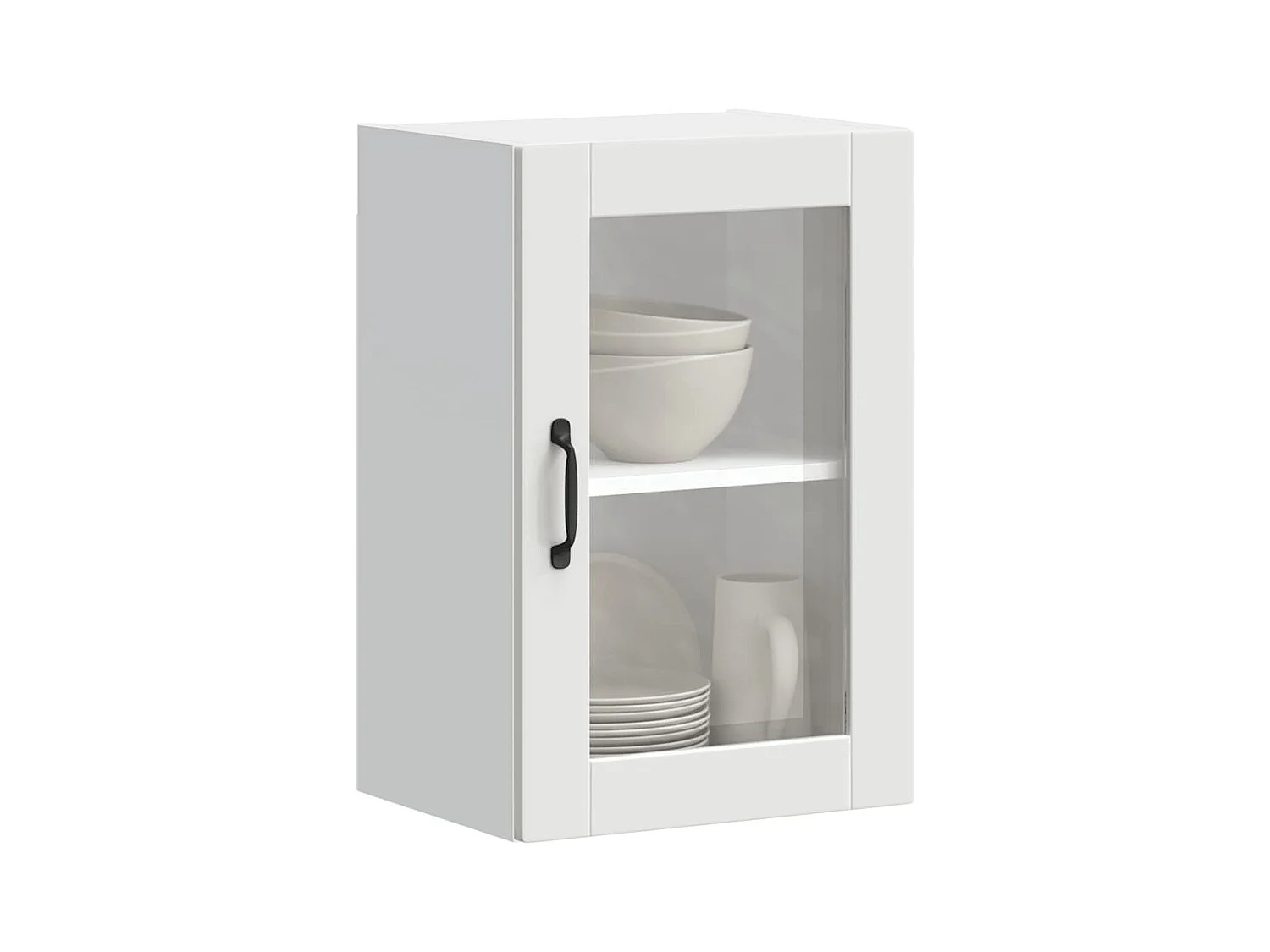 Keukenwandkast met glazen deur wit