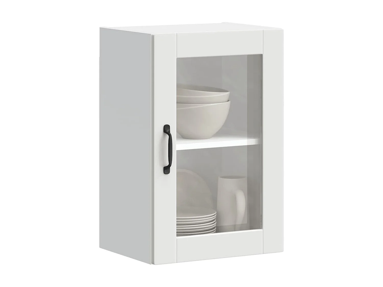 Mueble de cocina de pared con puerta de cristal blanco
