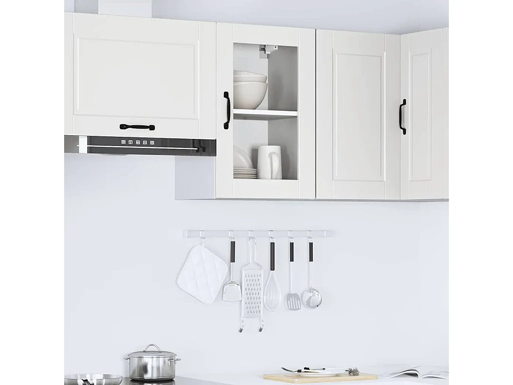 Mueble de cocina de pared con puerta de cristal blanco