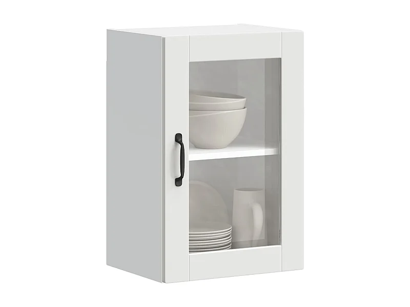 Armoire murale de cuisine avec porte en verre blanc