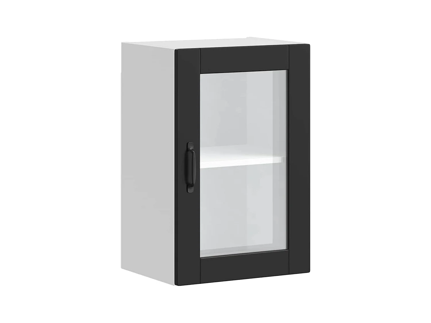 Pensile da cucina con anta in vetro nero Porto