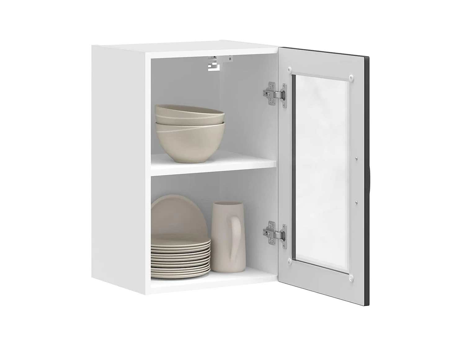 Pensile da cucina con anta in vetro nero Porto