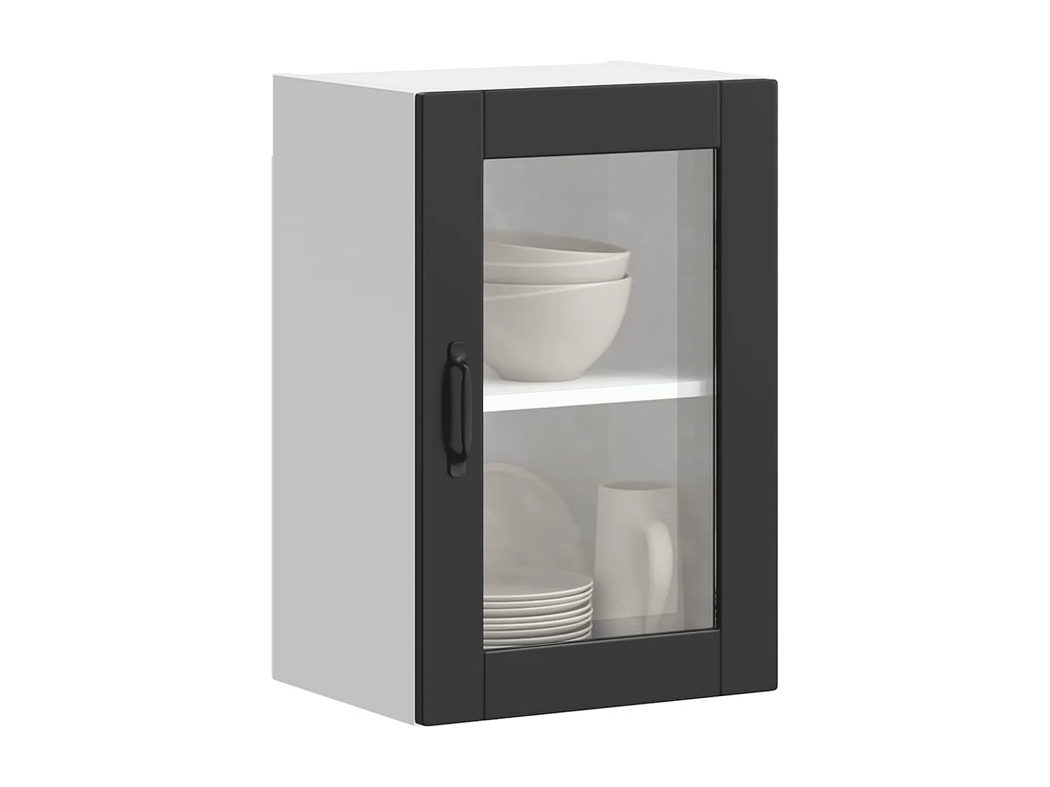 Armoire murale de cuisine avec porte en verre noir