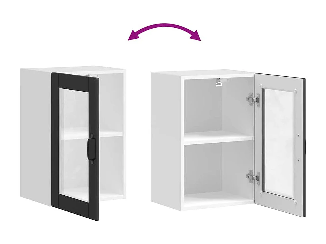 Armoire murale de cuisine avec porte en verre noir