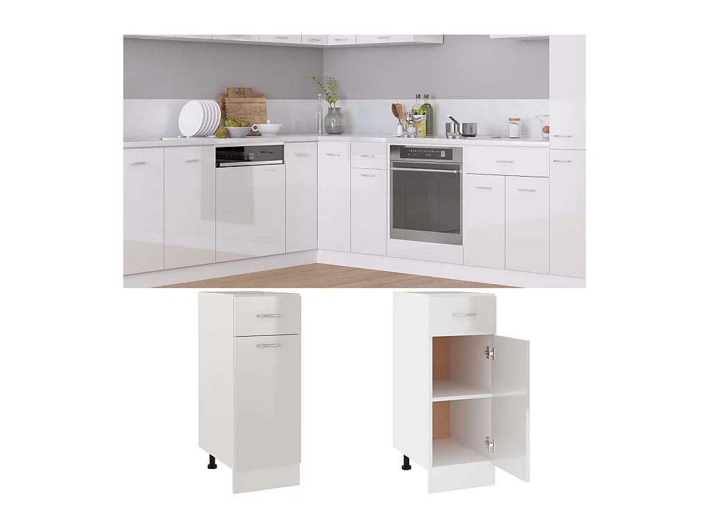 Armoire de plancher à tiroir Blanc brillant