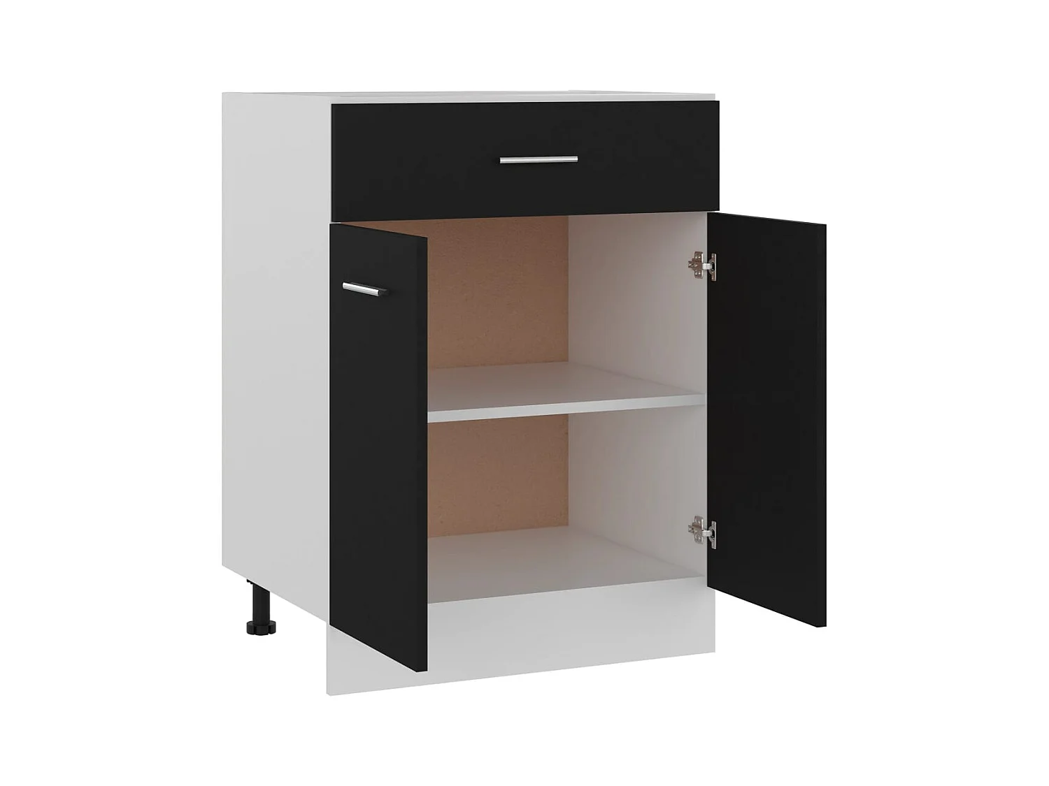 Mobiletto da terra con cassetti neri 60x46x81,5 cm