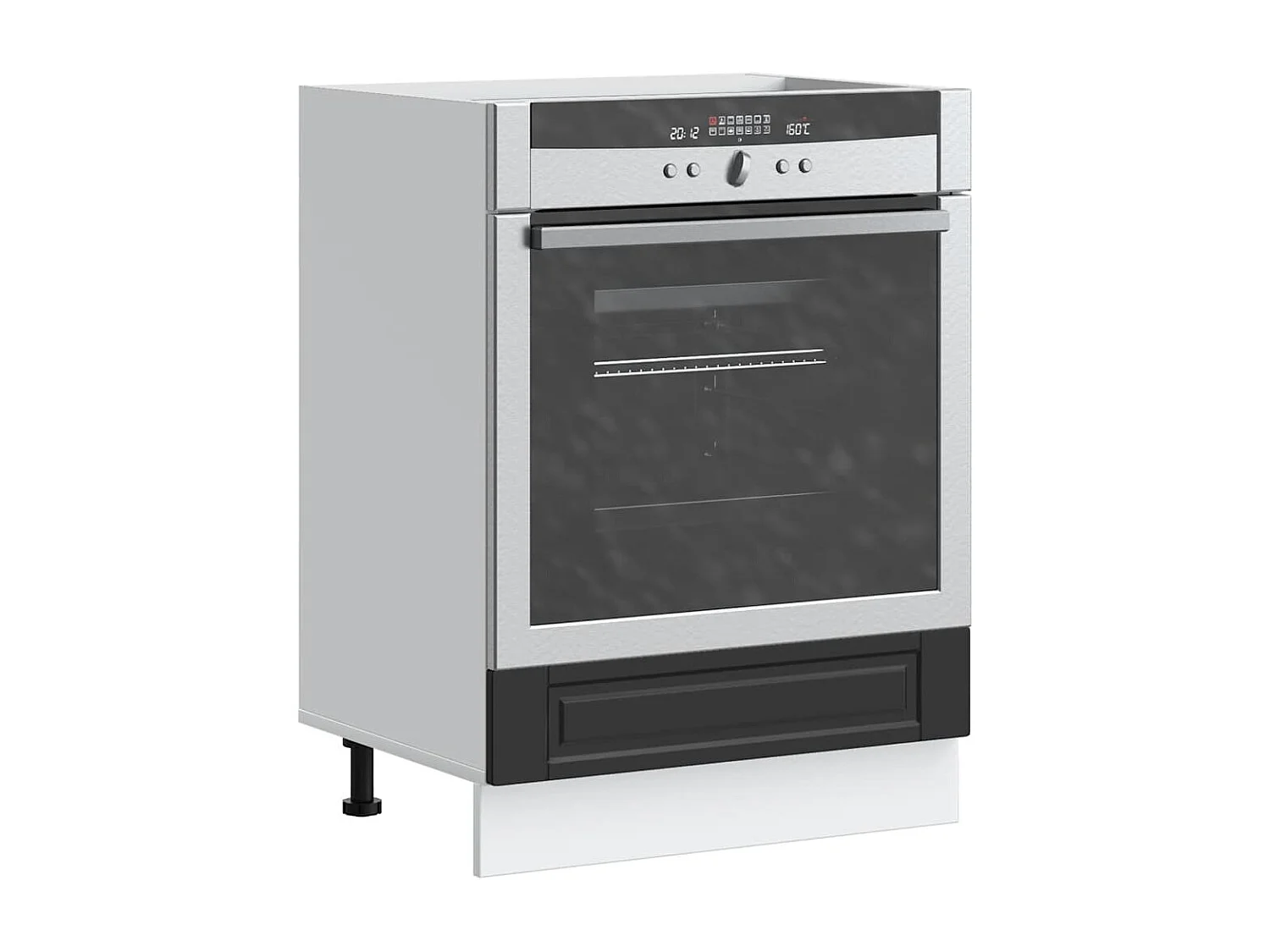 zwarte bewerkte houten ovenkast