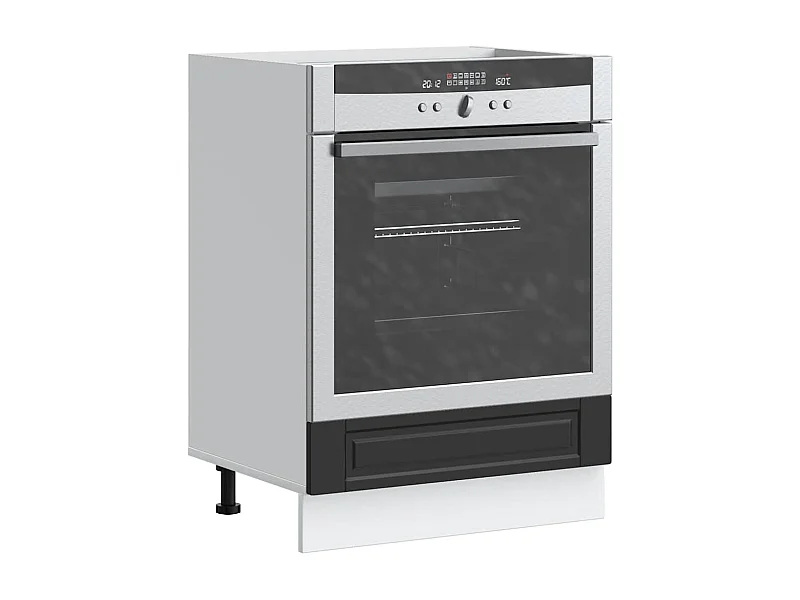 zwarte bewerkte houten ovenkast