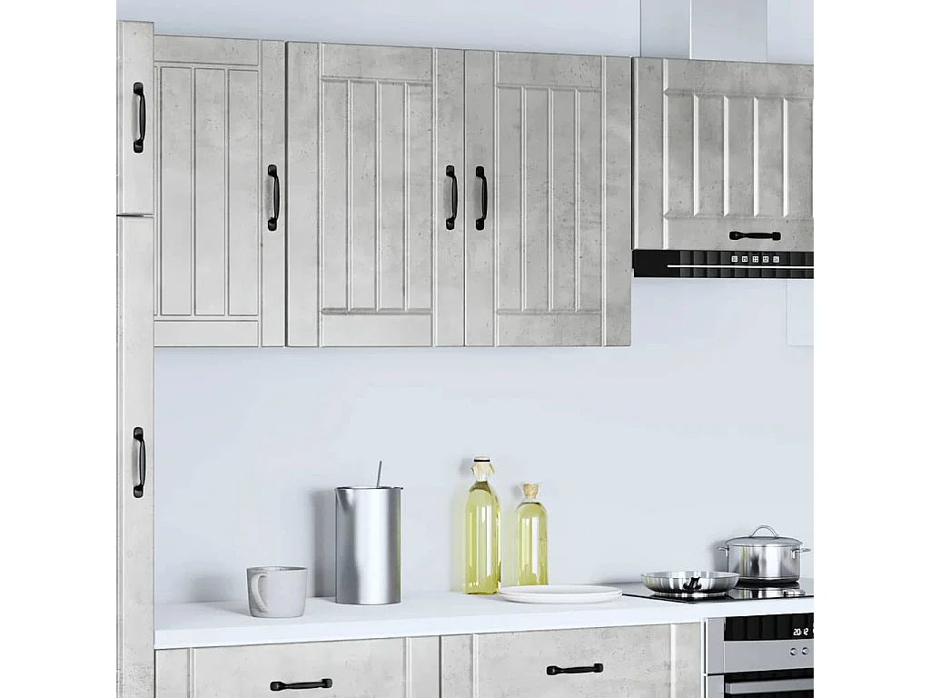 keukenwandkast betongrijs bewerkt hout