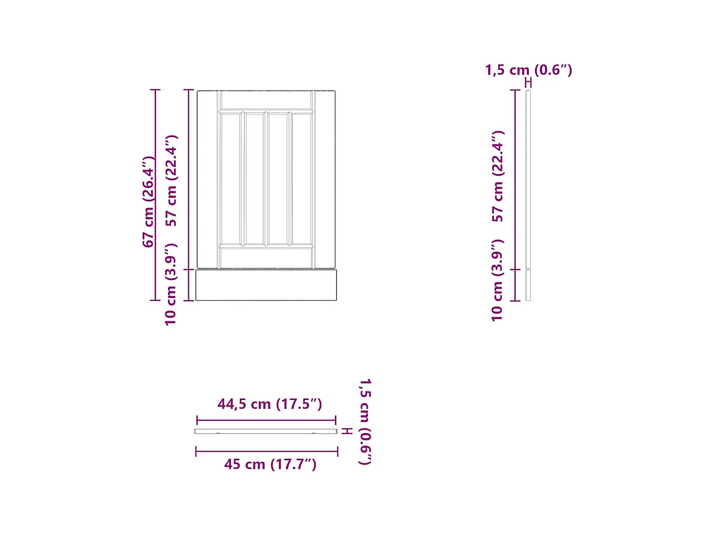 Geschirrspülerblende aus schwarzem Holzwerkstoff
