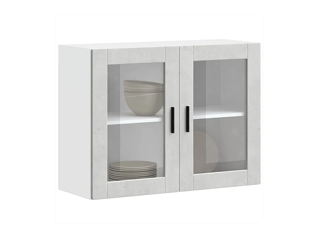 Armoire murale de cuisine avec porte en verre gris béton