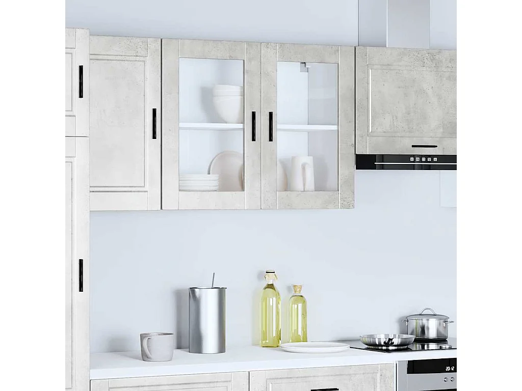 Keukenwandkast met glazen deur betongrijs