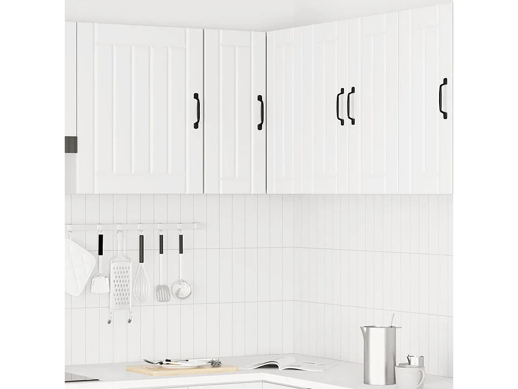 Armoire murale d'angle de cuisine blanc bois ingénierie