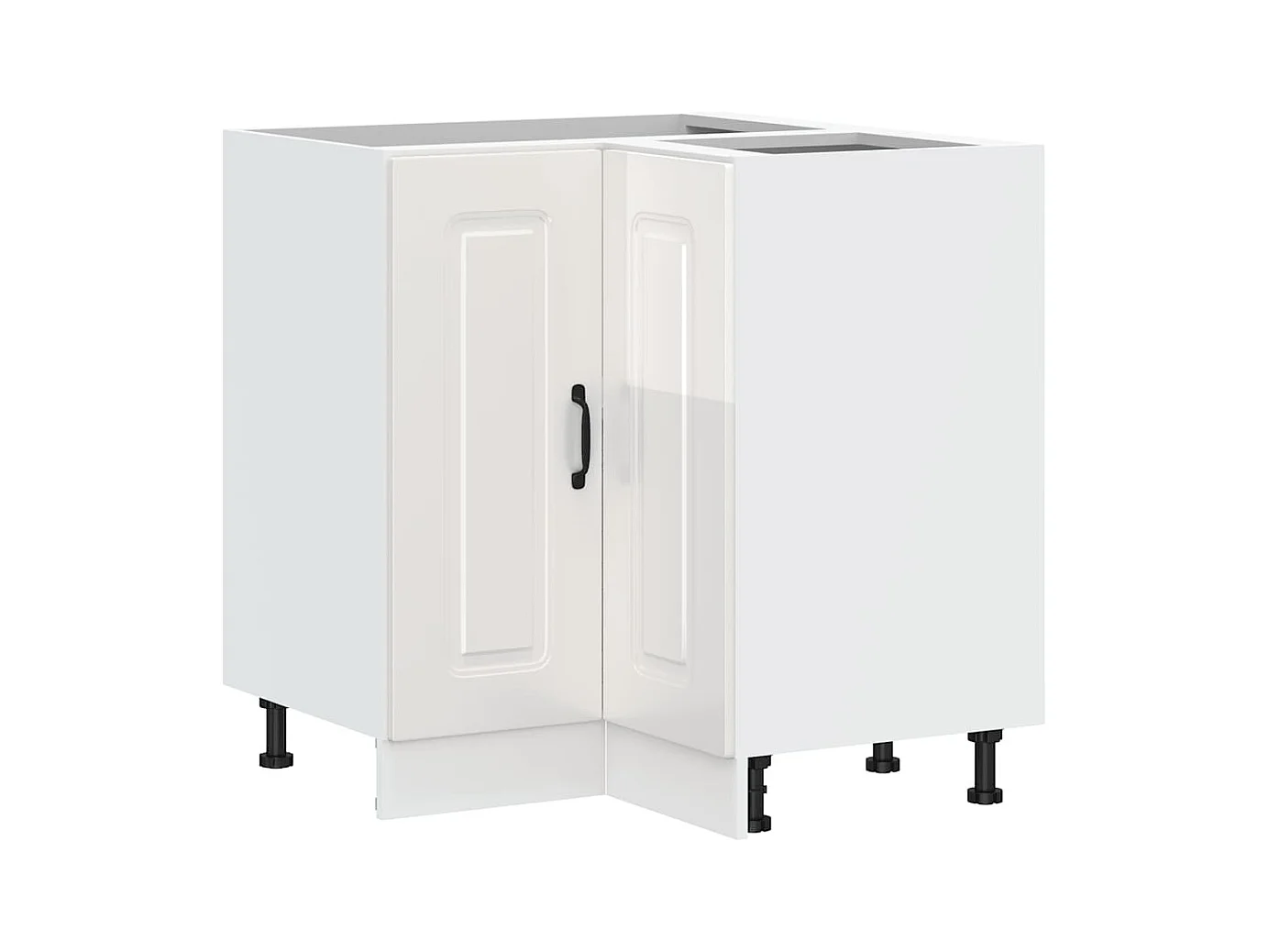 Armoire d'angle de cuisine blanc brillant