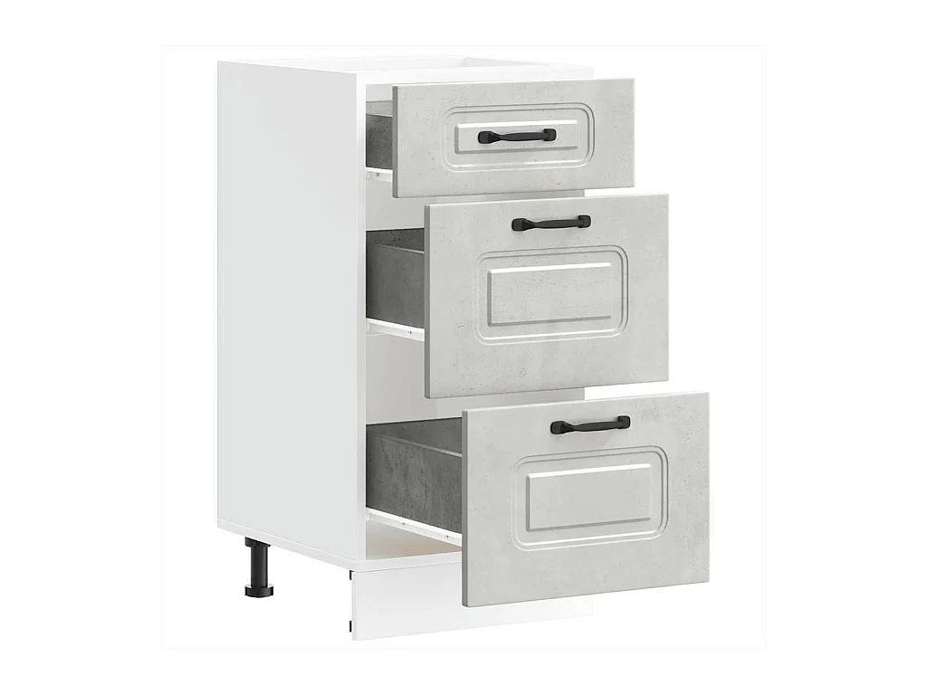 Armoire de cuisine gris béton bois d'ingénierie