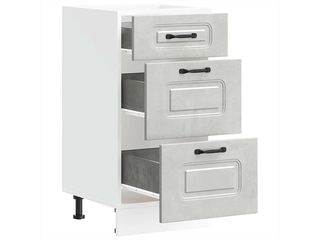 Armoire de cuisine gris béton bois d'ingénierie