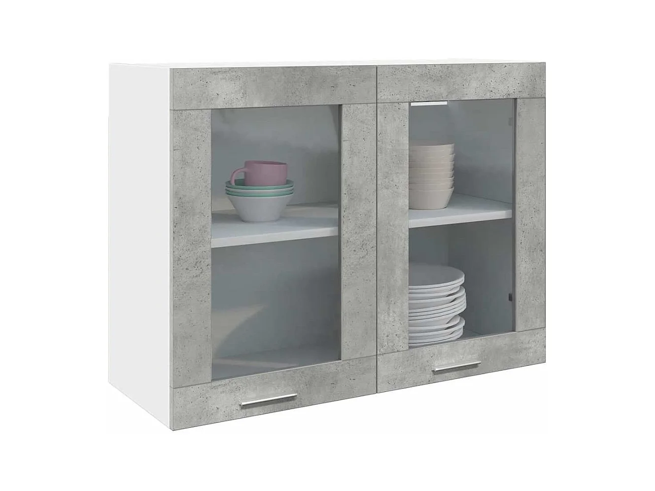 Vetrina sospesa grigio cemento 80x31x60 cm