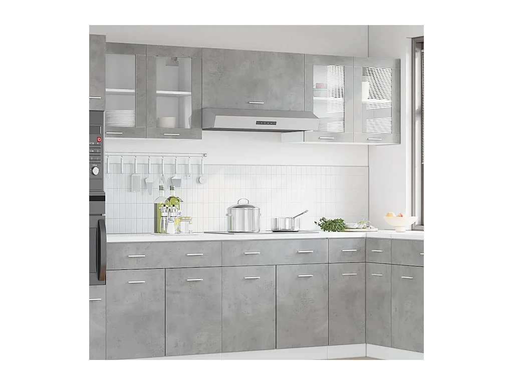 Vetrina sospesa grigio cemento 80x31x60 cm