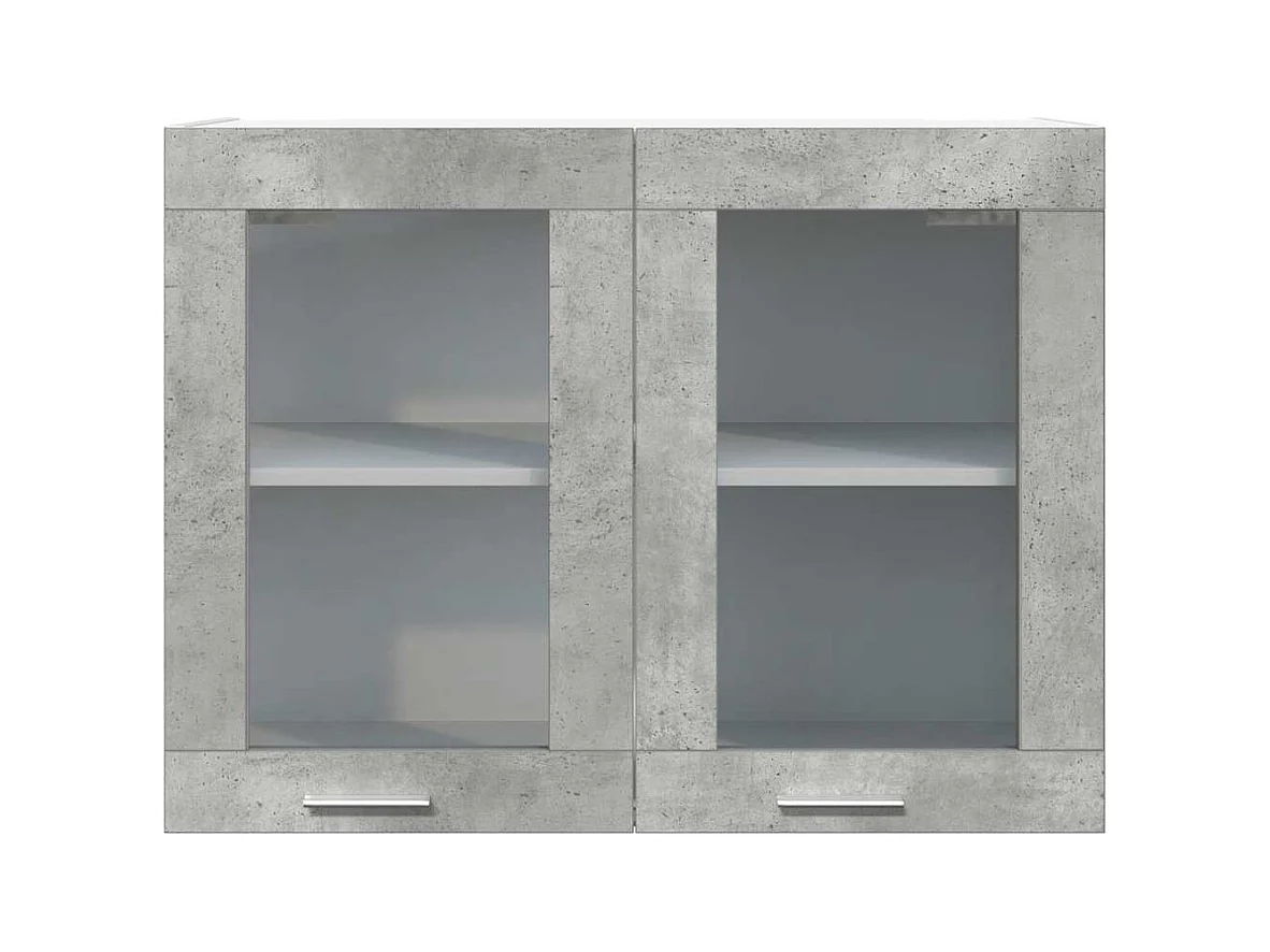 Vetrina sospesa grigio cemento 80x31x60 cm