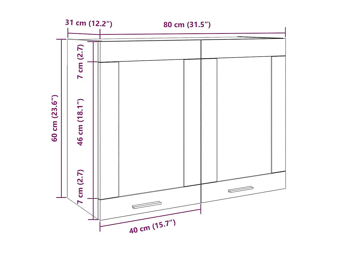 betongrijze hangkast 80x31x60 cm