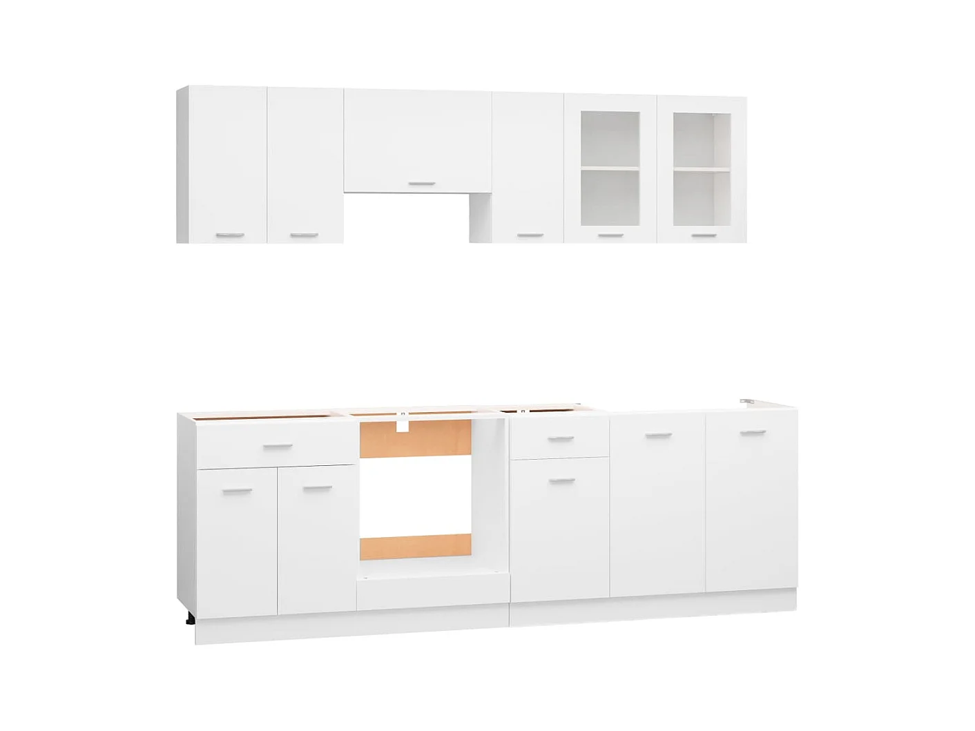 Ensemble de meubles de cuisine 8 pcs Blanc Aggloméré