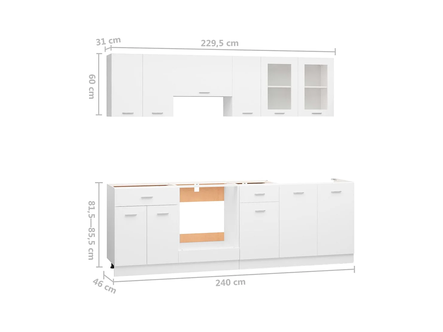 Ensemble de meubles de cuisine 8 pcs Blanc Aggloméré