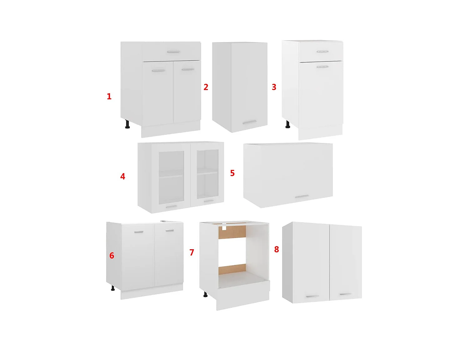 Ensemble de meubles de cuisine 8 pcs Blanc Aggloméré