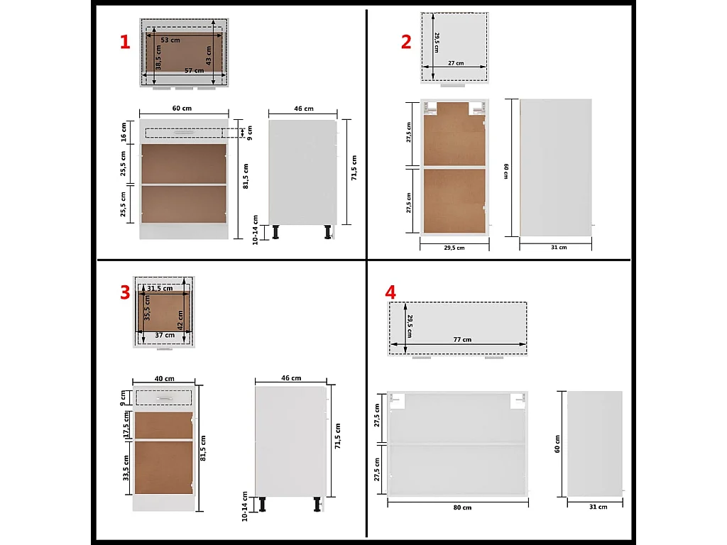 Set di mobili da cucina da 8 pezzi in truciolato bianco