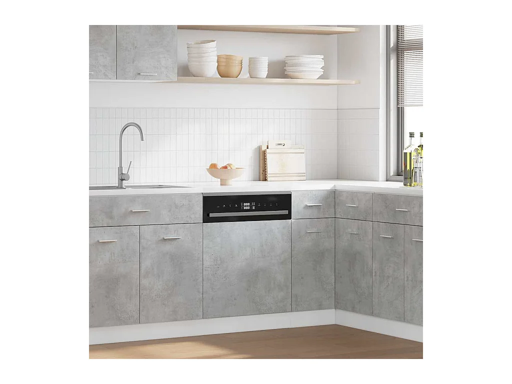 Panneau de lave-vaisselle gris béton 45x3x67 cm