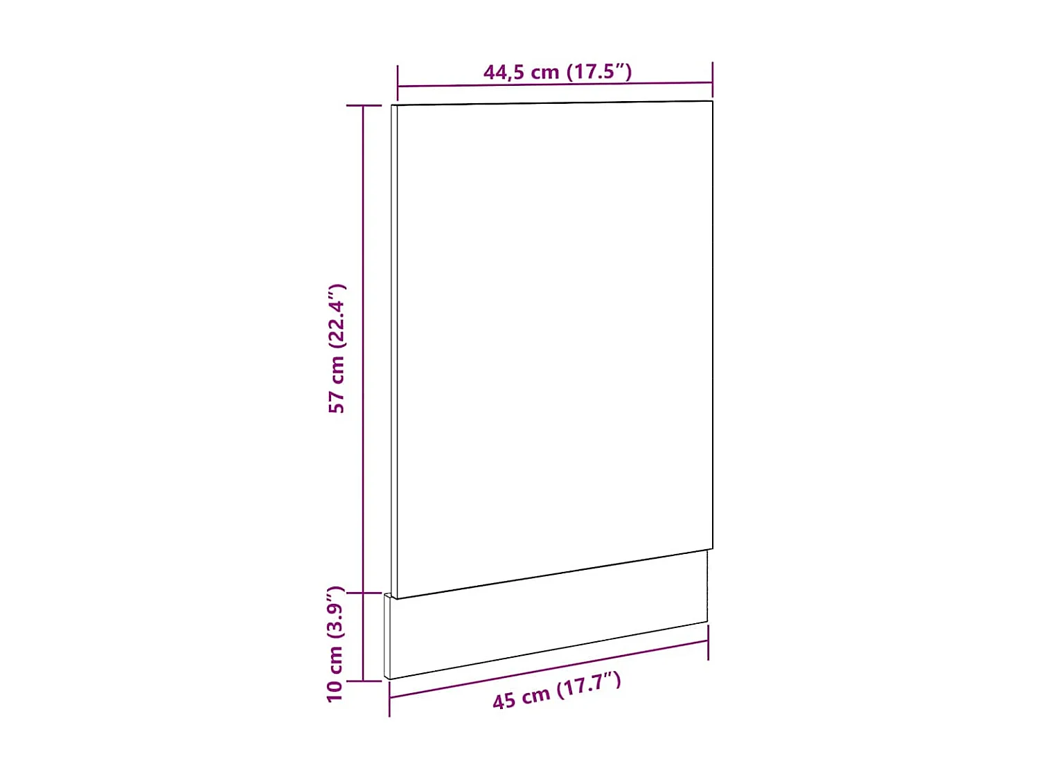 Panneau de lave-vaisselle gris béton 45x3x67 cm