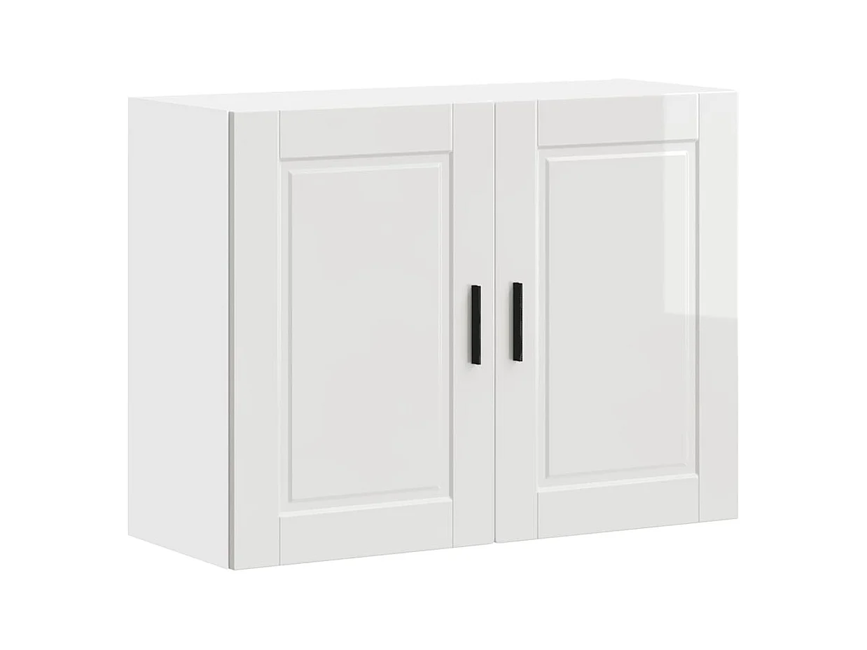Armoire murale de cuisine blanc brillant bois ingénierie
