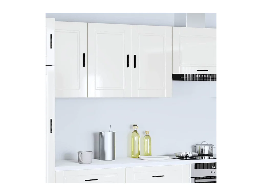Armoire murale de cuisine blanc brillant bois ingénierie