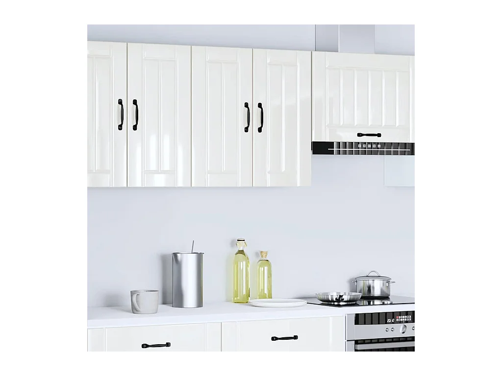 Armoire murale de cuisine blanc brillant bois ingénierie