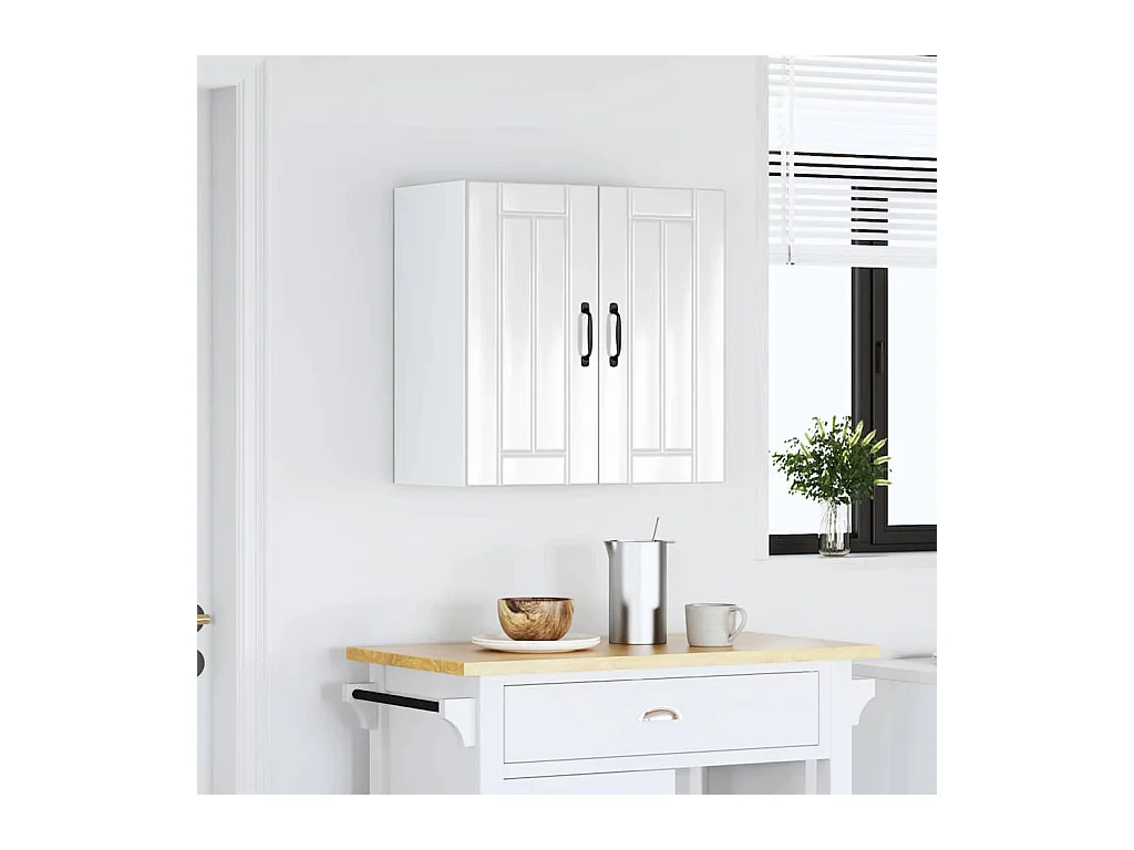 Armoire murale de cuisine blanc brillant bois ingénierie