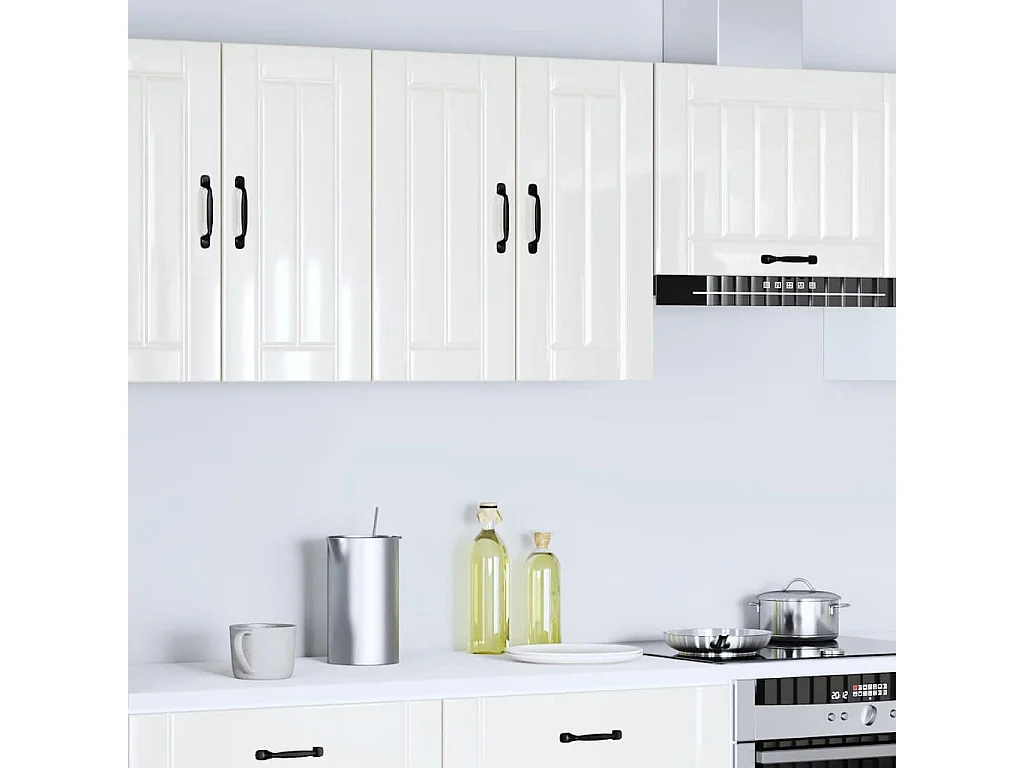 Mueble de cocina de pared de madera de ingeniería blanca brillante