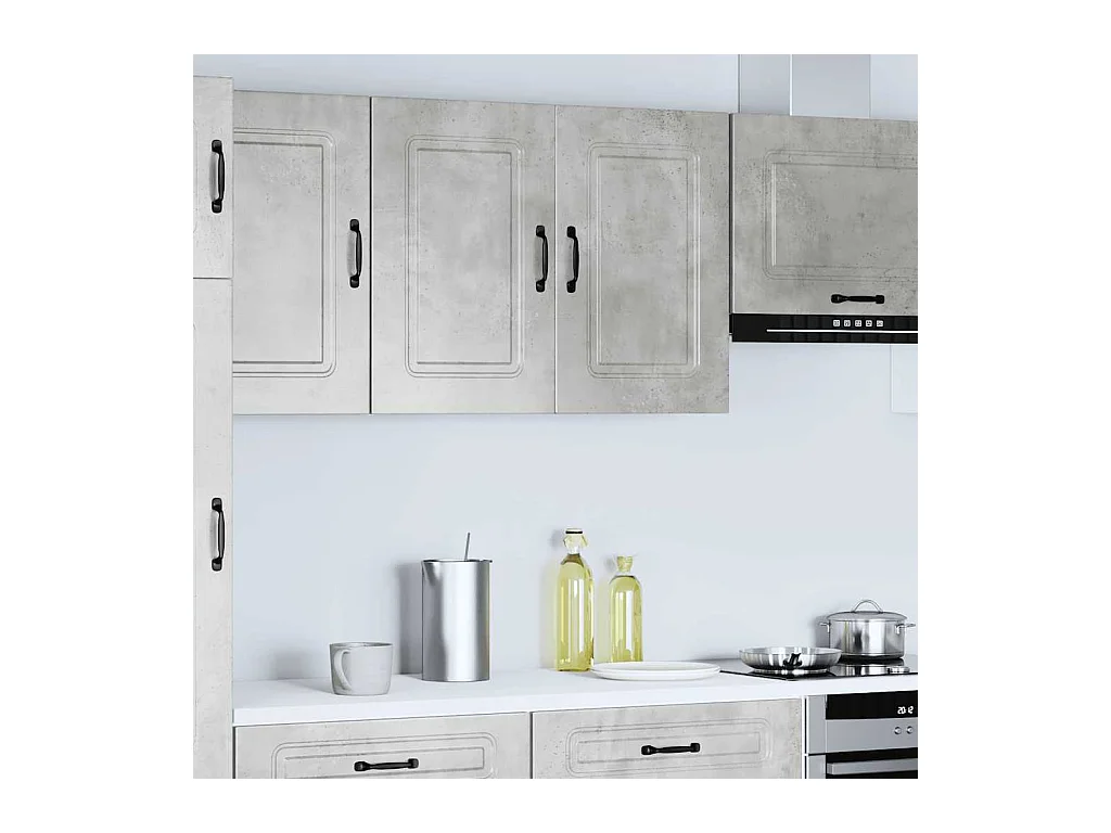 Armoire murale de cuisine gris béton bois d'ingénierie