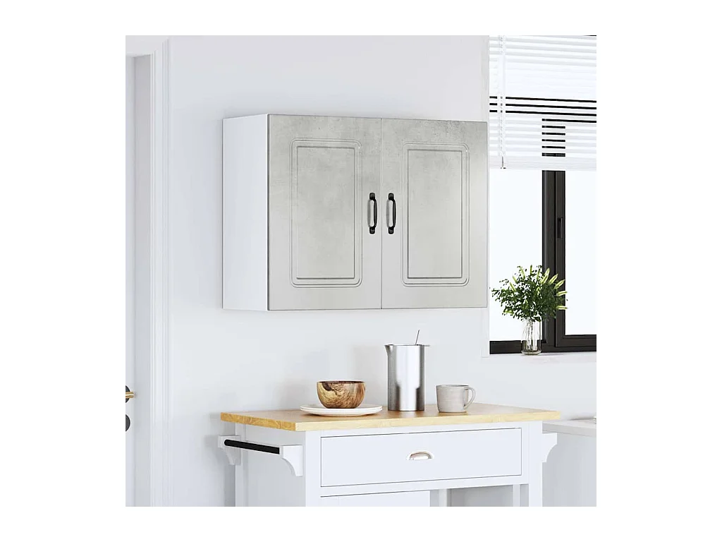 Armoire murale de cuisine gris béton bois d'ingénierie