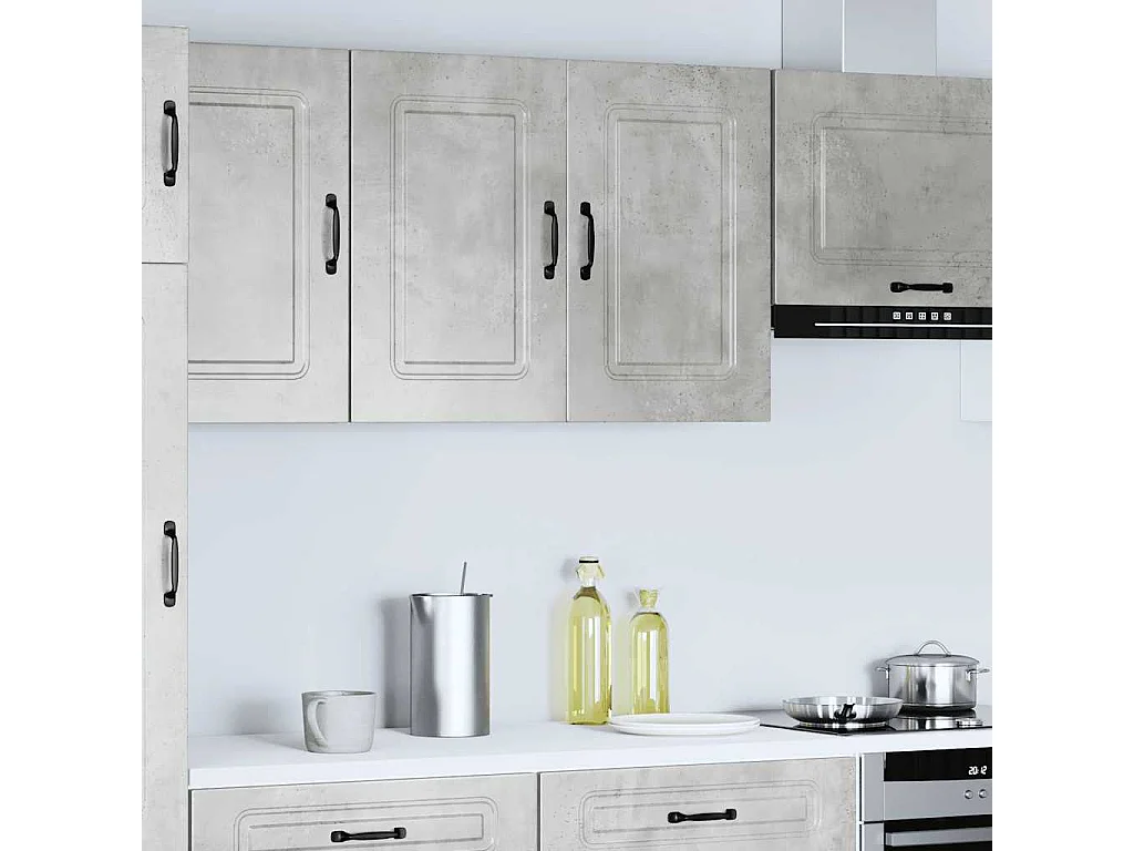 Armoire murale de cuisine gris béton bois d'ingénierie