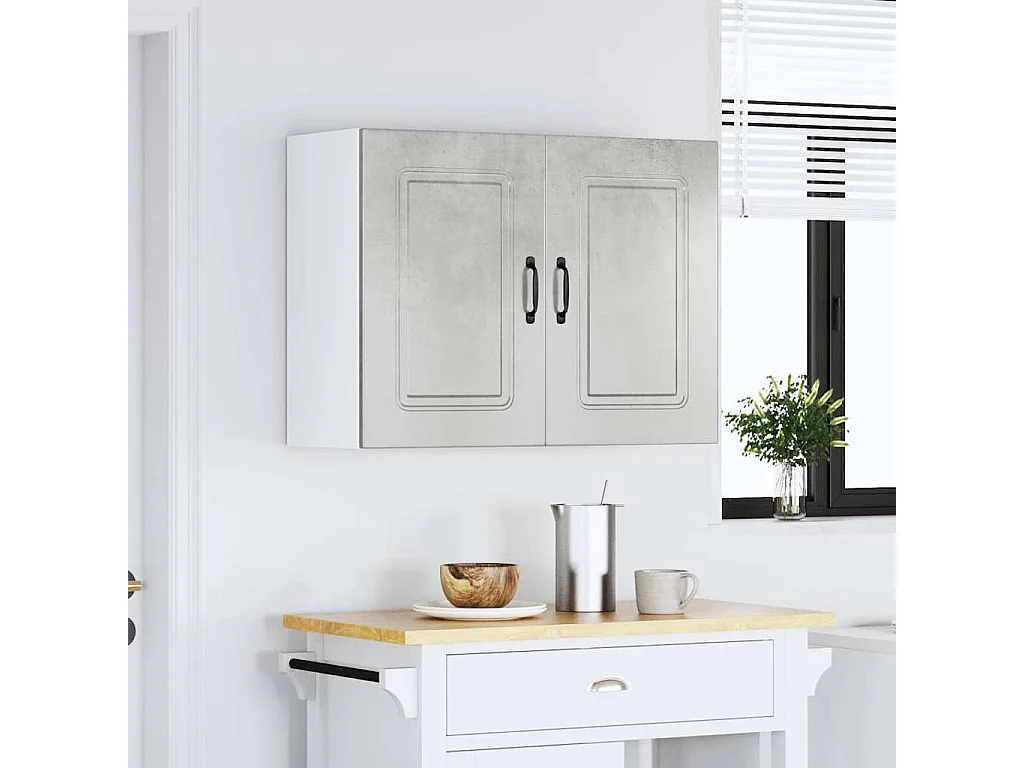 Armoire murale de cuisine gris béton bois d'ingénierie