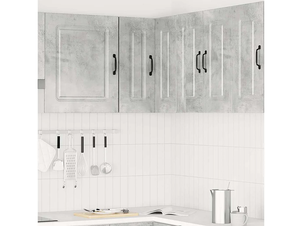 Armoire murale d'angle de cuisine gris béton