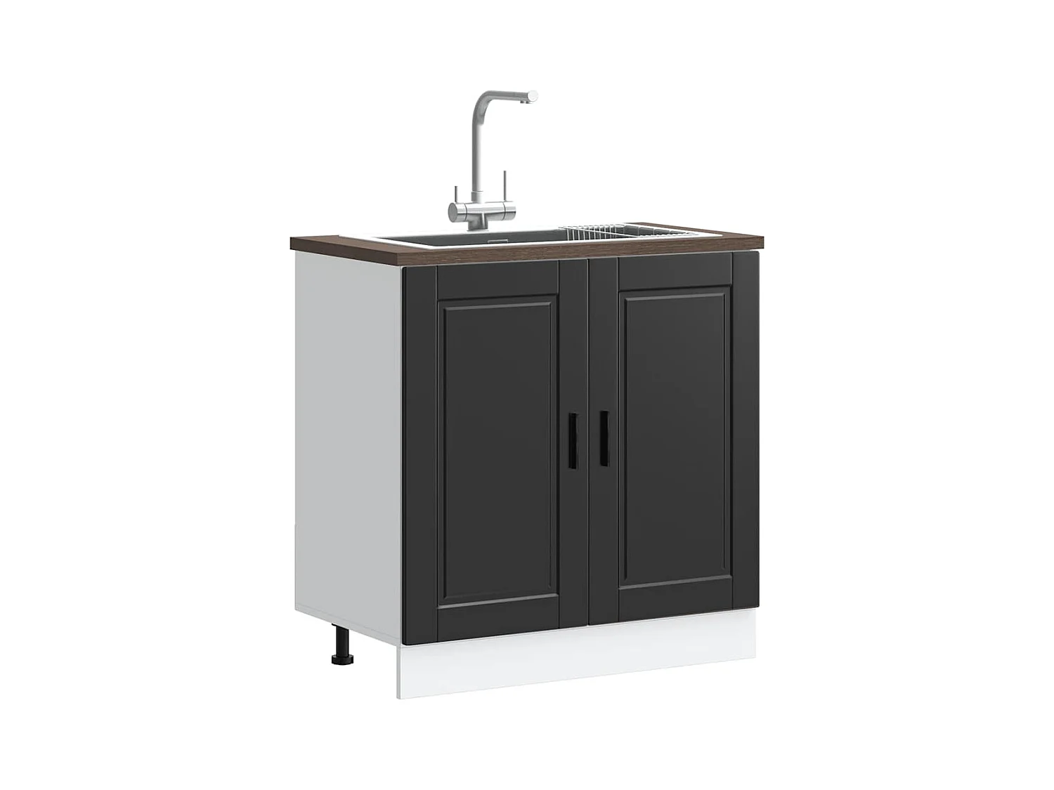 schwarzer Waschbeckenunterschrank 80x46x81,5 cm Holzwerkstoff